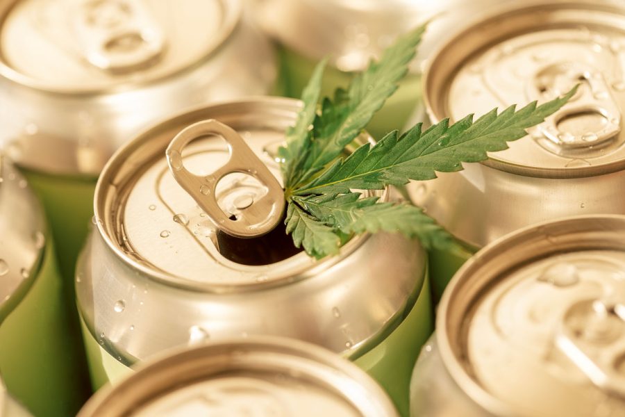 cans with cannabis leaf